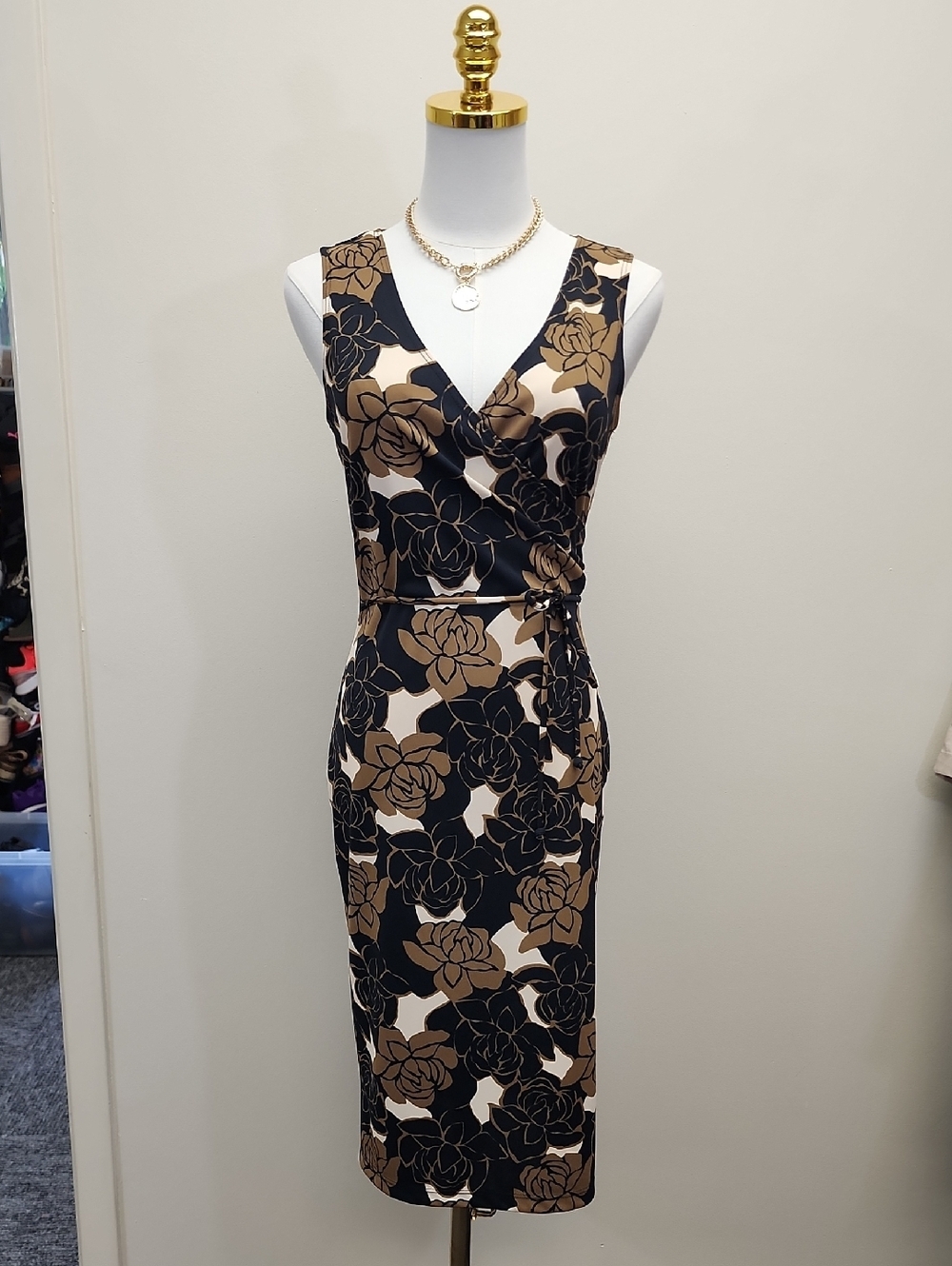 Spoiled Girl Black Floral Midi Dress 90s V Neck Sleeveless Slip Style Small